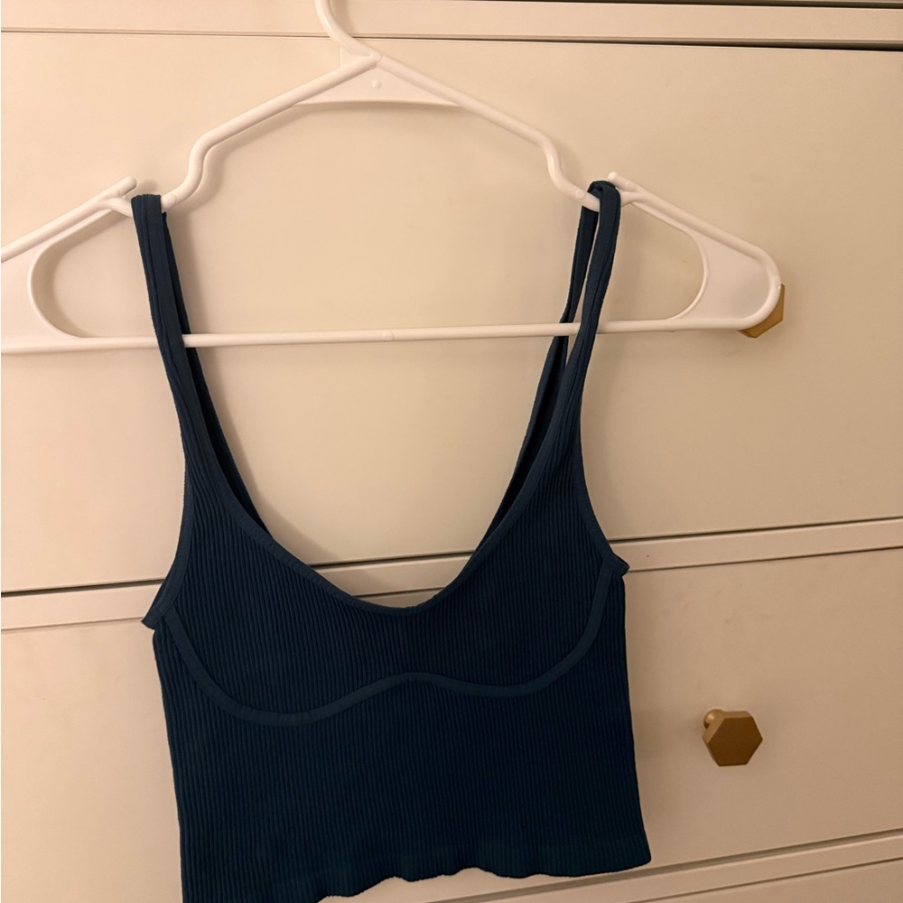 Free People Blue Ribbed Tank Top